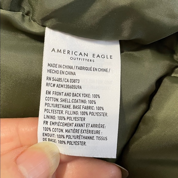 American Eagle | Army Green | Snap/Zipper Front Closure | Puffer Vest | Size XXL - Picture 10 of 16